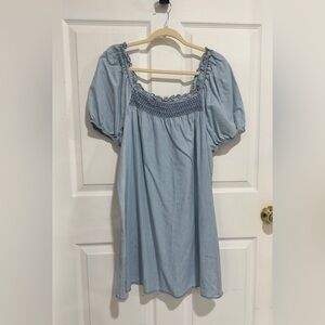 a.n.a. Light Blue Smocked Dress